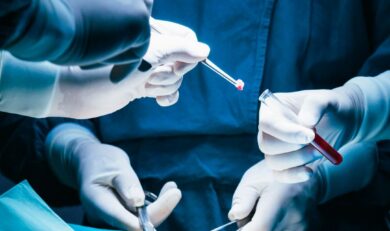 surgical specimen container in operating room